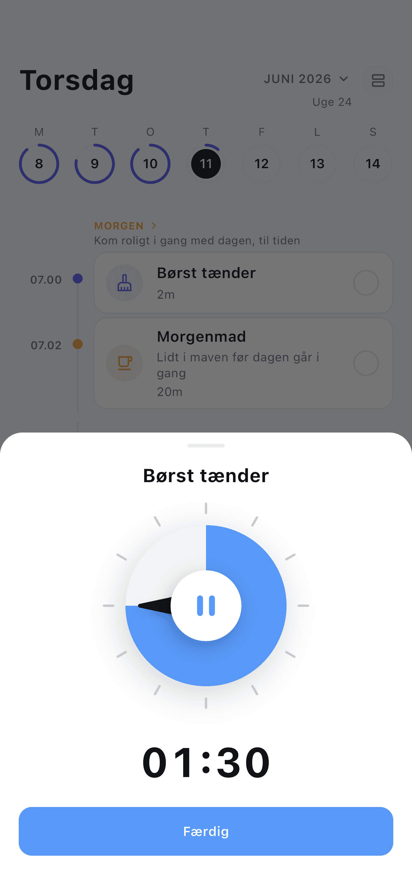 Stedo rutinetimer tæller ned, mens du fokuserer på én opgave ad gangen.