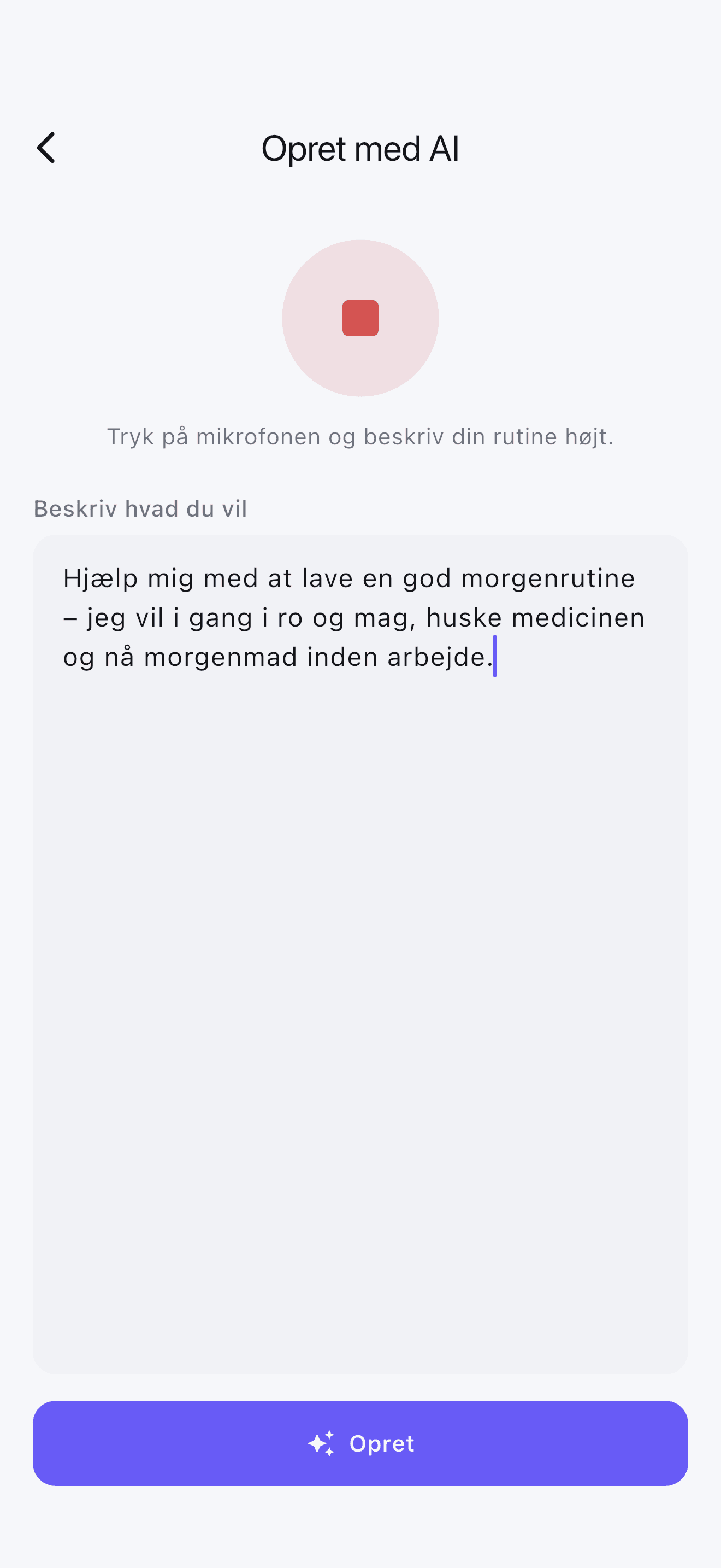 Lav rutiner med stemmen i Stedo – beskriv din dag, og lad AI'en bygge den.