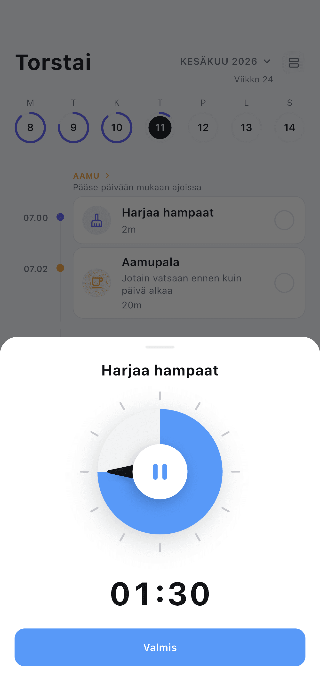 Stedon rutiiniajastin käy, kun keskityt yhteen tehtävään kerrallaan.