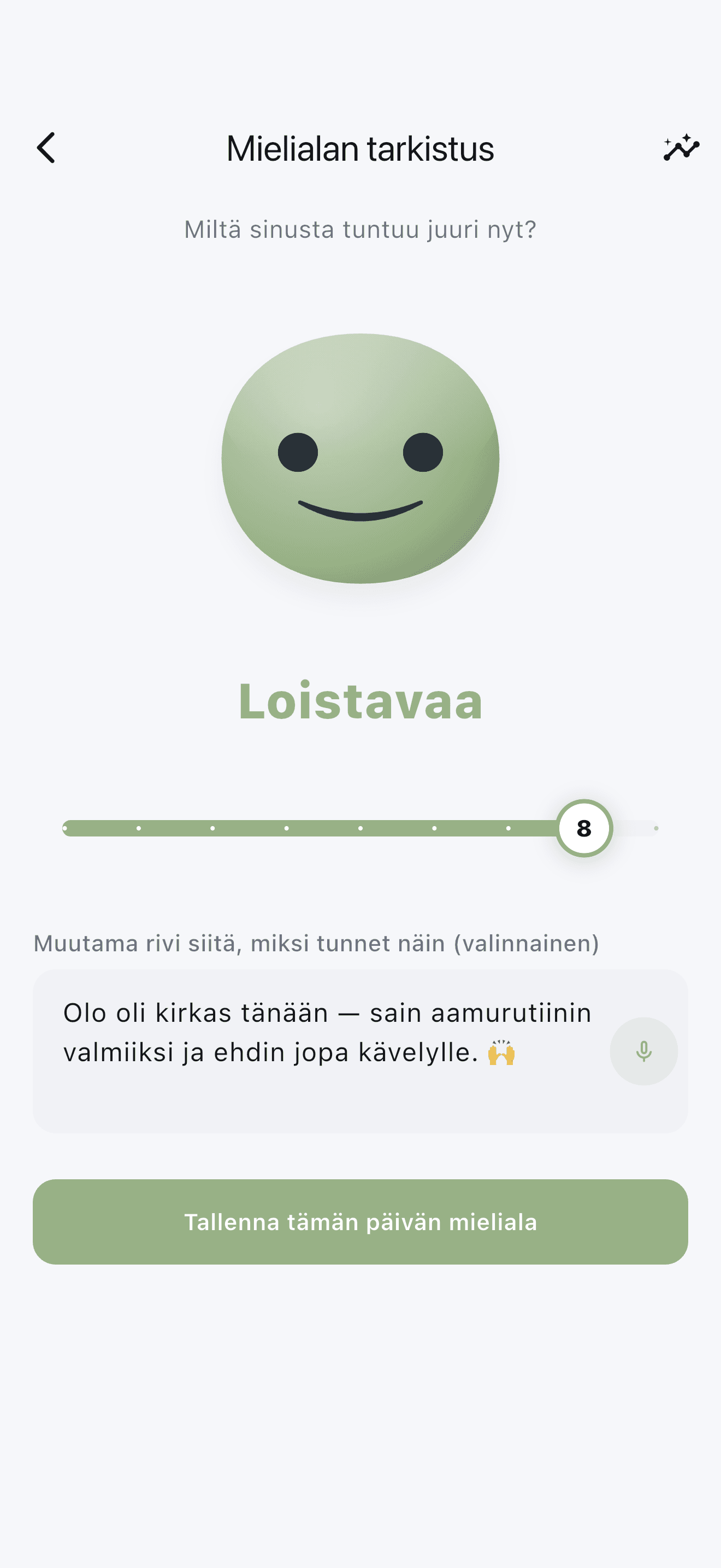 Stedon mielialakirjaus ystävällisellä maskotilla ja helpolla 1–9-asteikolla.