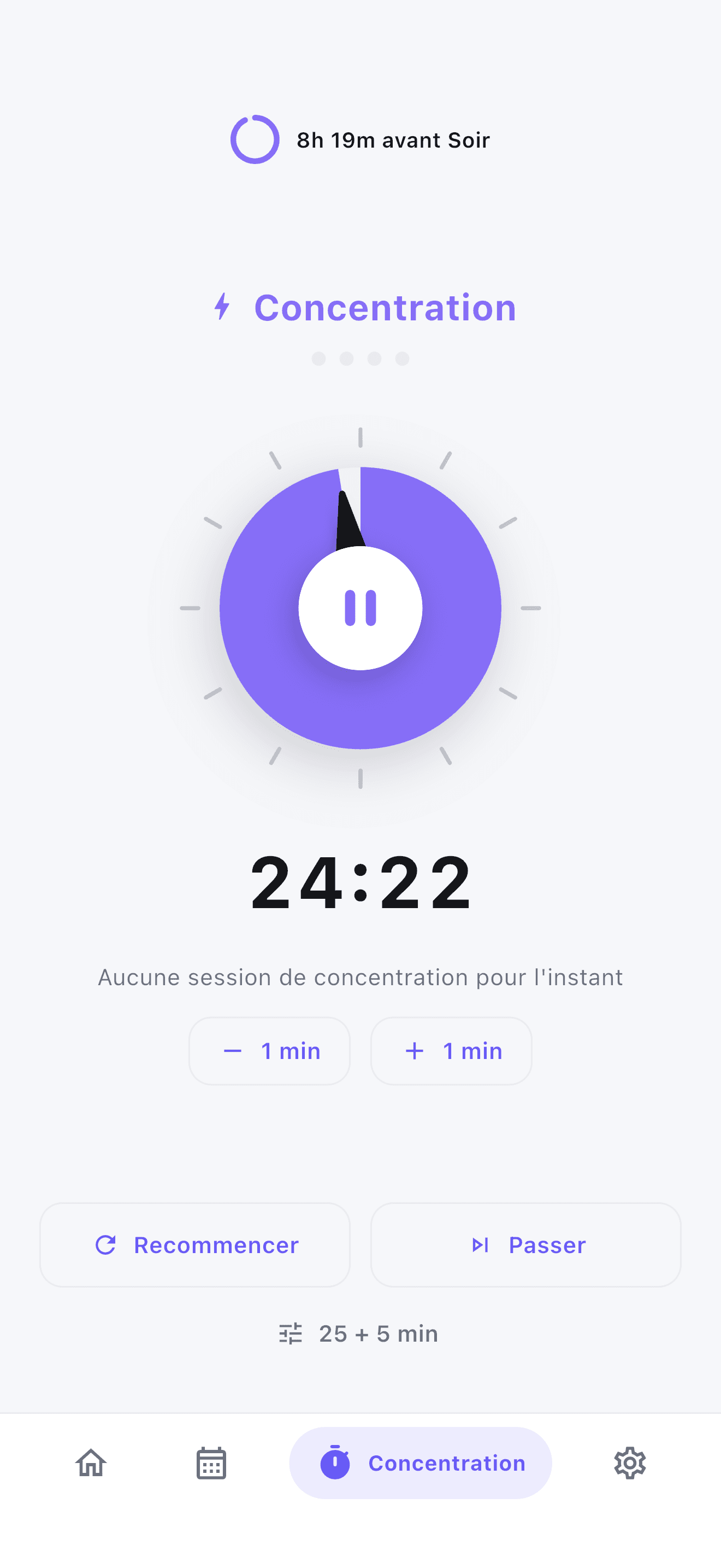 Minuteur de concentration Stedo pour des sessions Pomodoro sans distraction.