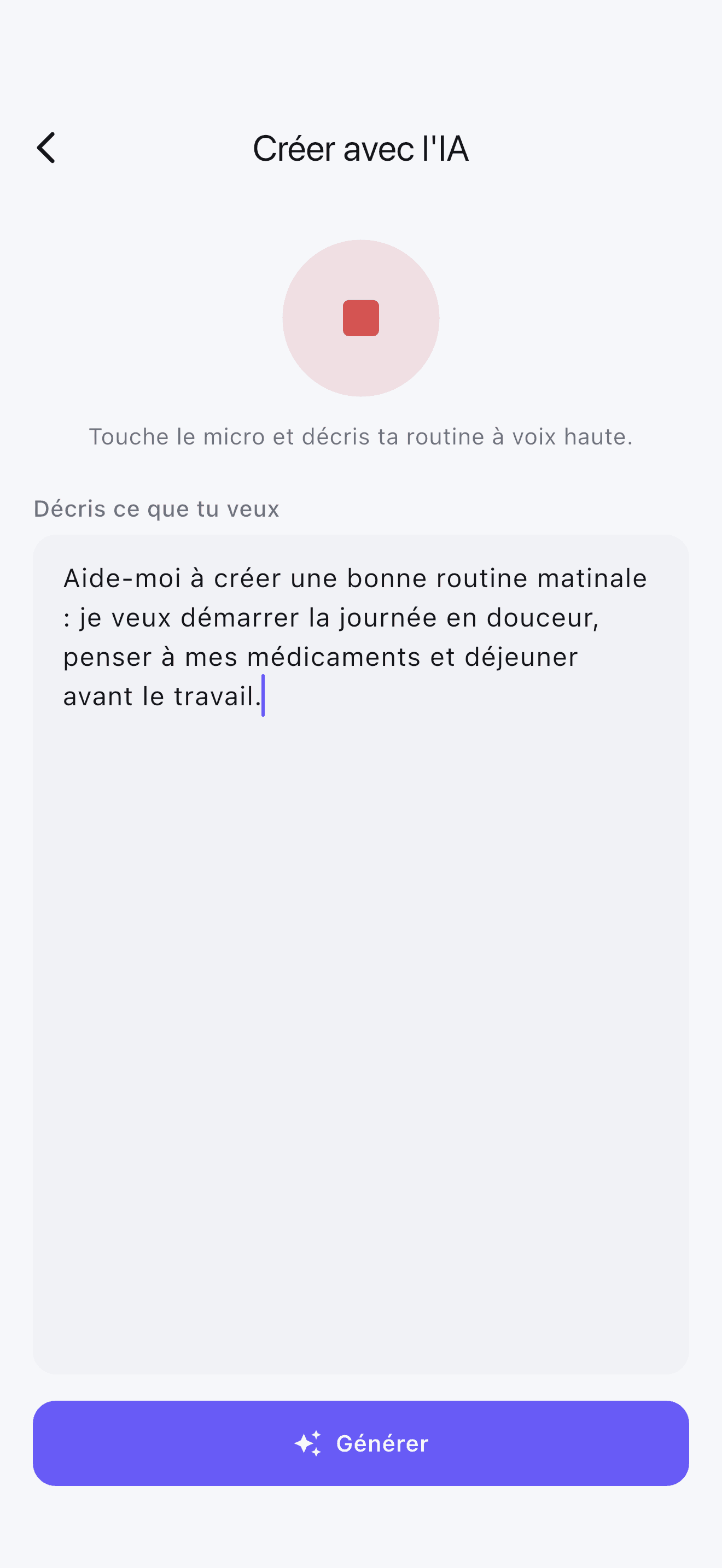 Crée des routines à la voix dans Stedo : décris ta journée, l'IA s'en charge.