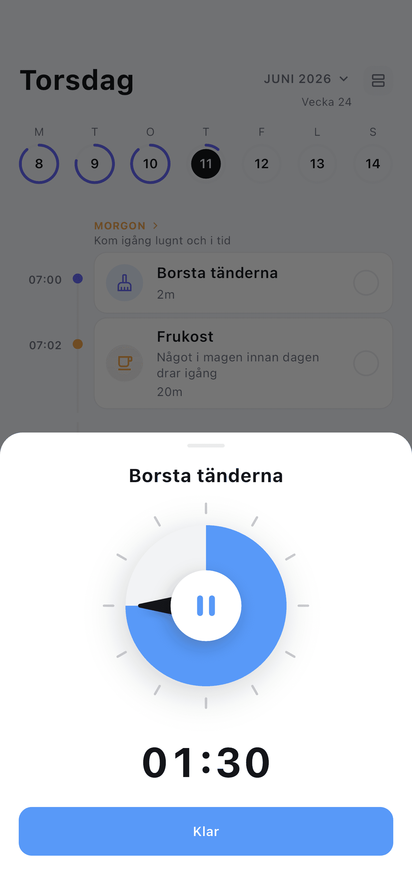Stedo rutintimer räknar ner medan du fokuserar på en uppgift i taget.