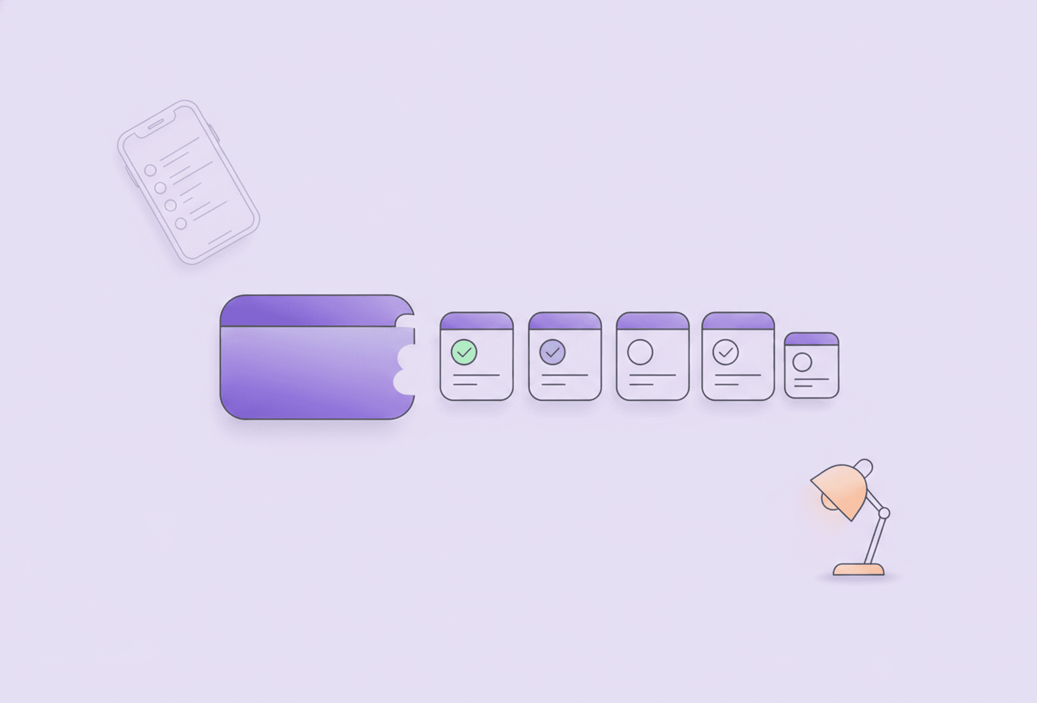 Illustration: a big task split into small, manageable steps in a row.