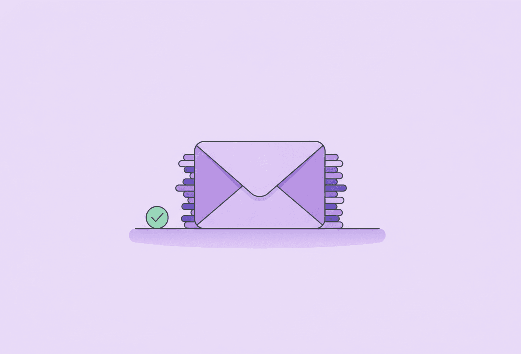 A small wooden tray on a calm desk holding a few neatly stacked blank envelopes, an inbox reduced to something a person can actually face.