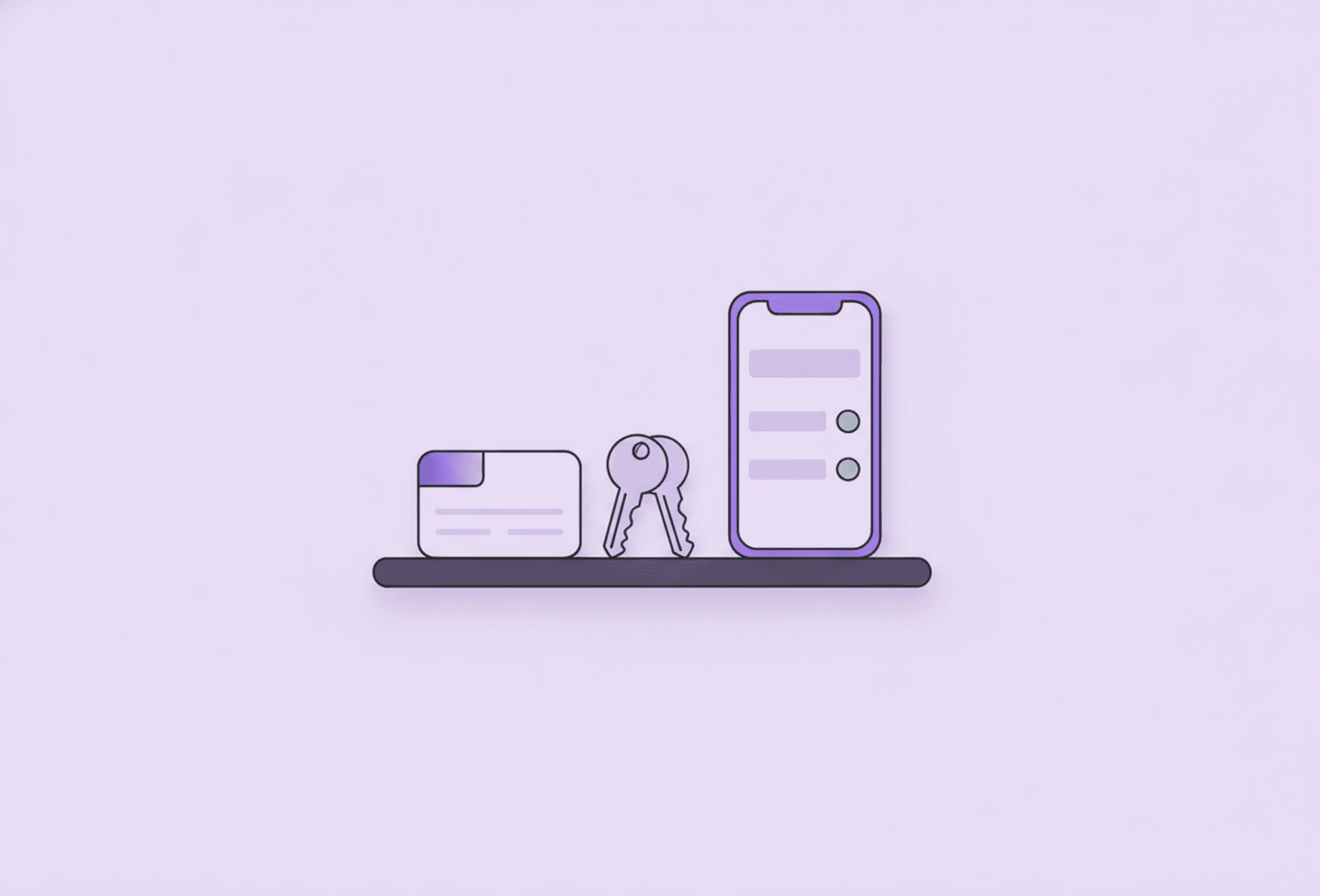 A small appointment card and a set of keys on a hallway shelf beside a phone showing a simple reminder.