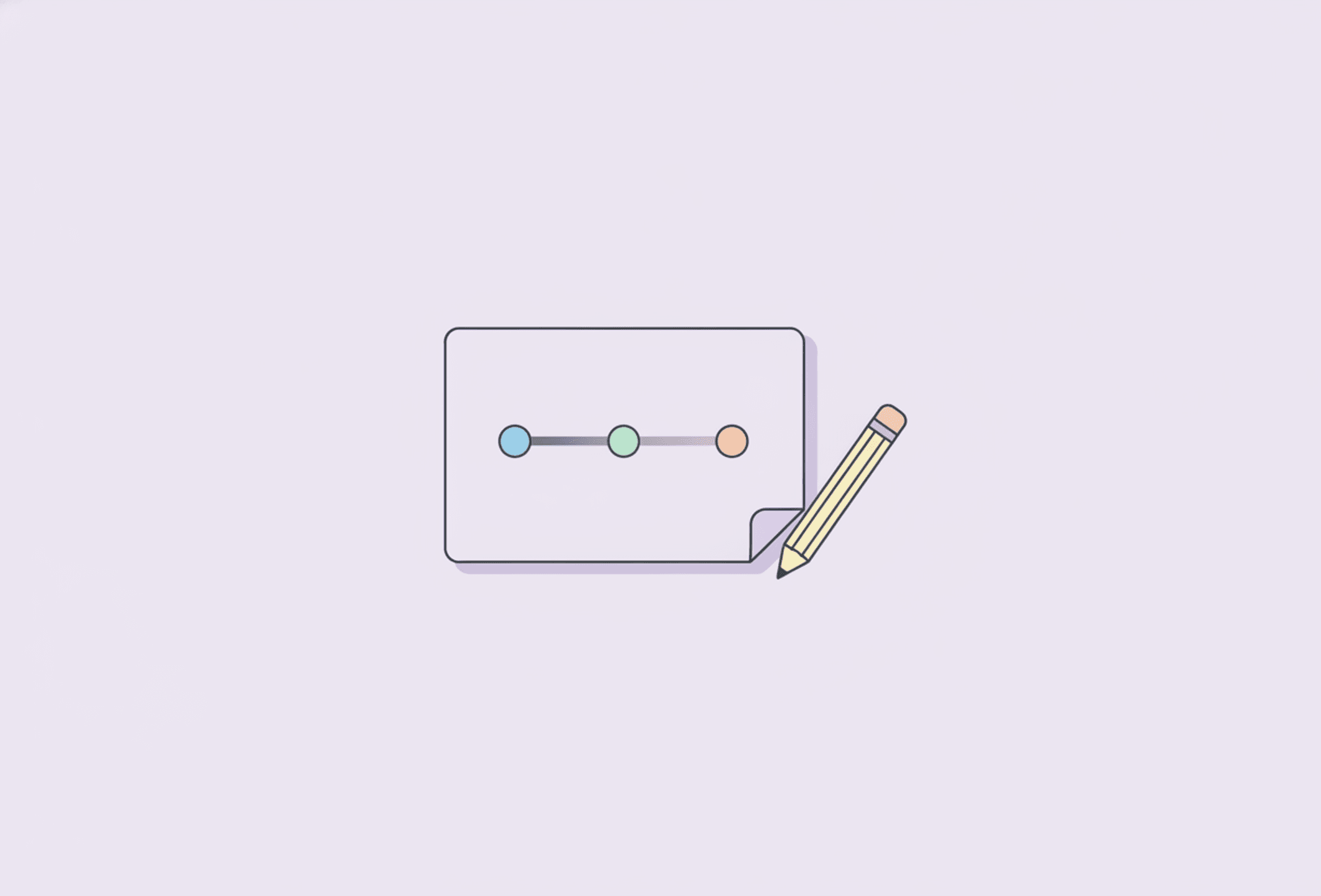 A sheet of paper on a table showing a simple line with three small markers along it and a pencil beside it, a project reduced to milestones.